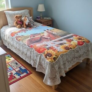Horse Themed Quilted Throw Blanket 50"x60" Fall Farmhouse Decor Collection NWT